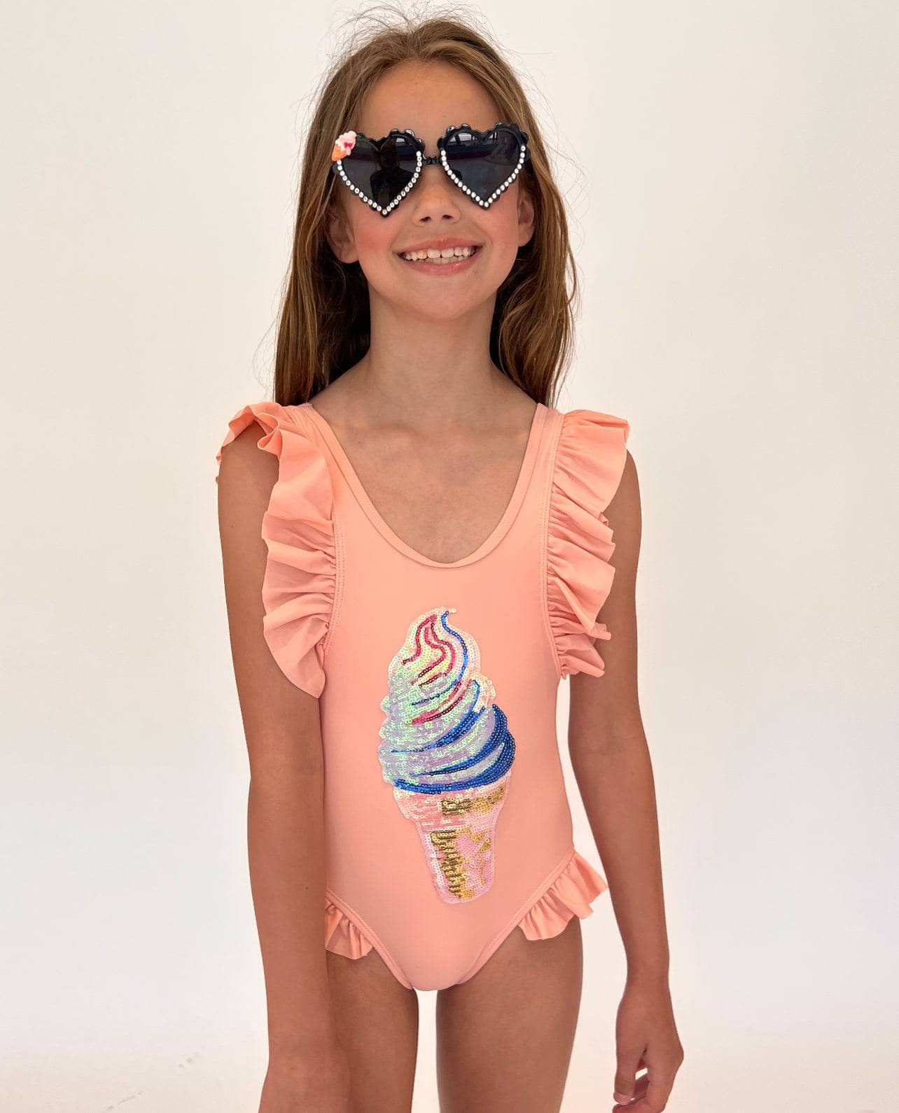 Ice Cream Ruffle Swimsuit Pink