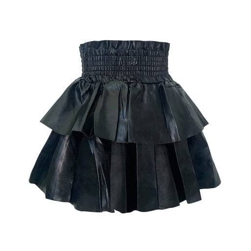 Layered Vegan Leather High Waist Skirt
