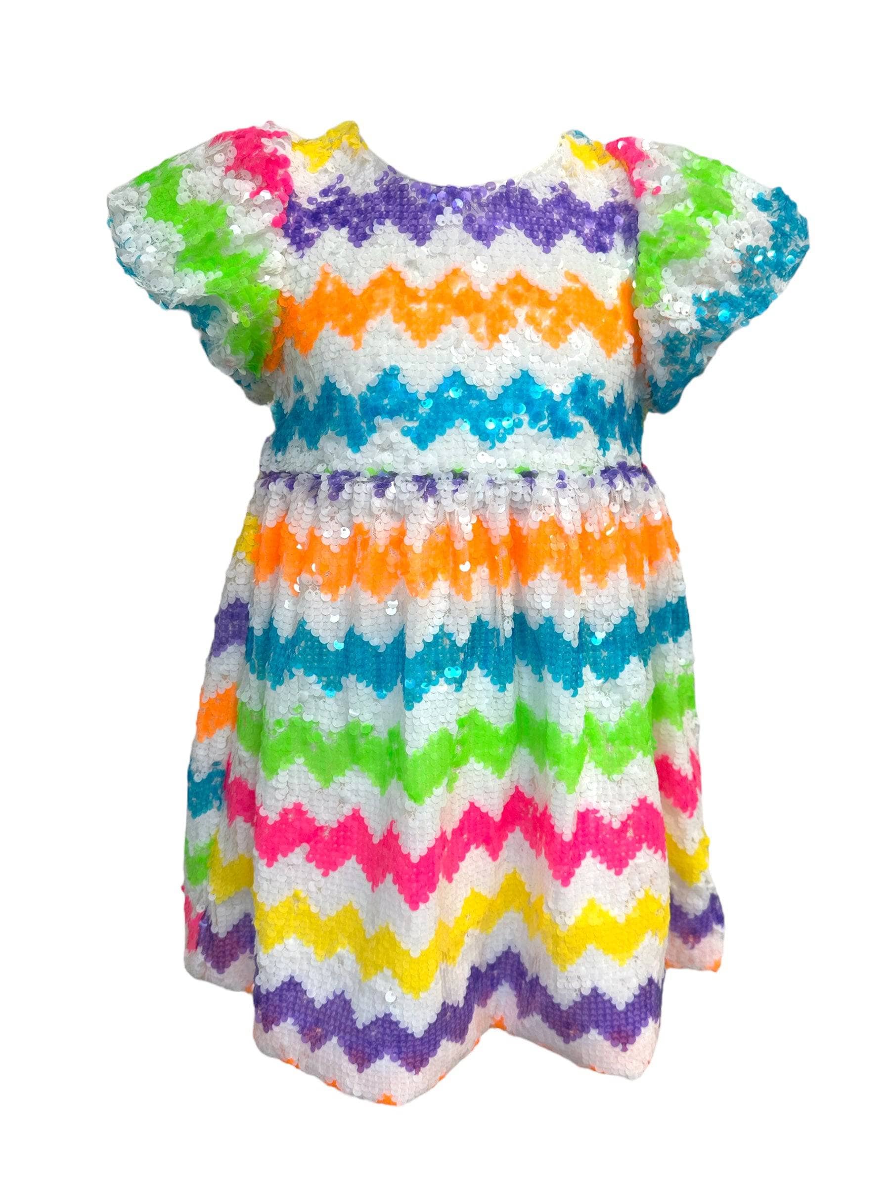 Zig Zag Rainbow Sequin Dress