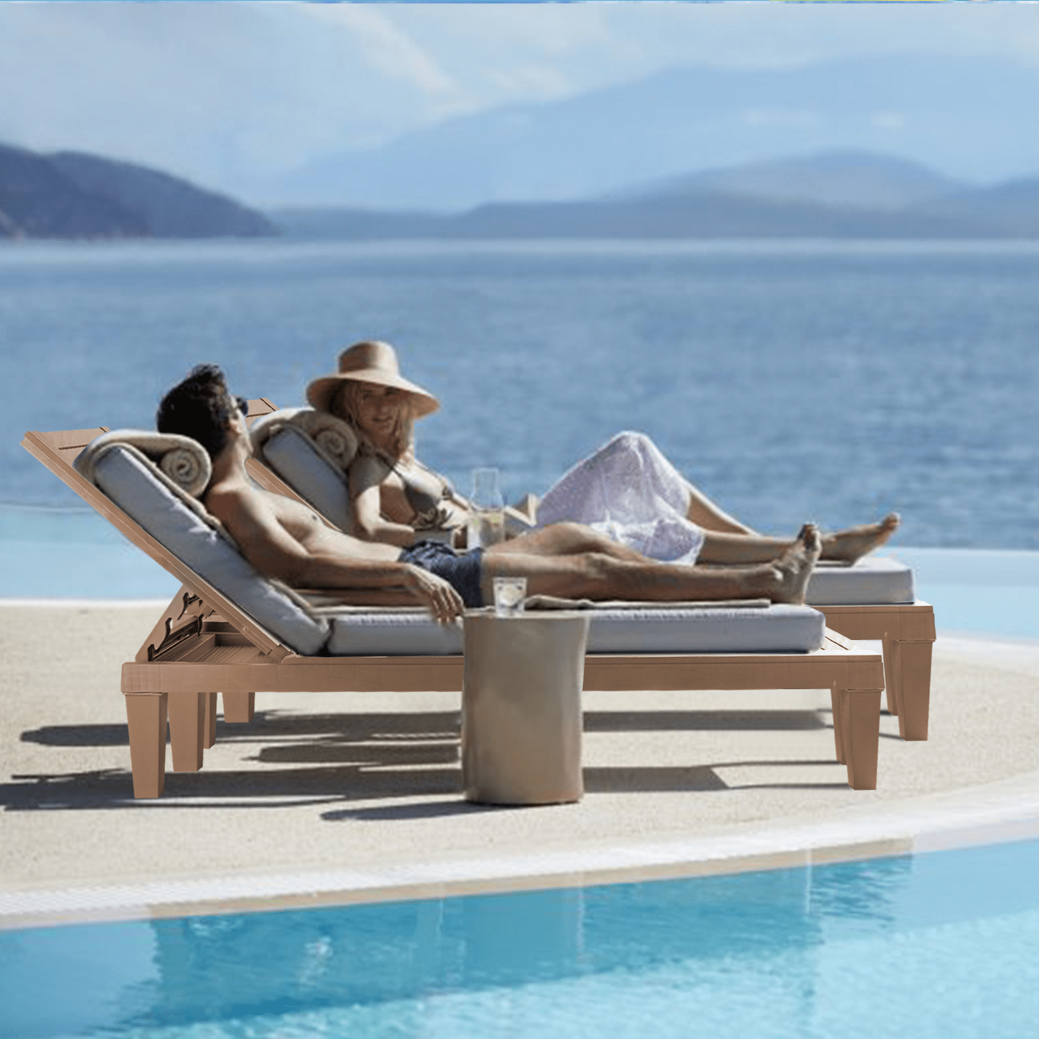 Luxury Folding Outdoor Chaise Lounge Chair 2 Pcs