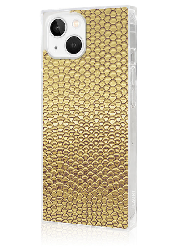 Gold Metallic Snakeskin Faux Leather SQUARE iPhone Case