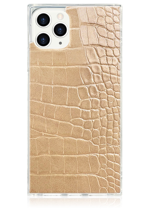 Tan Crocodile Faux Leather SQUARE iPhone Case