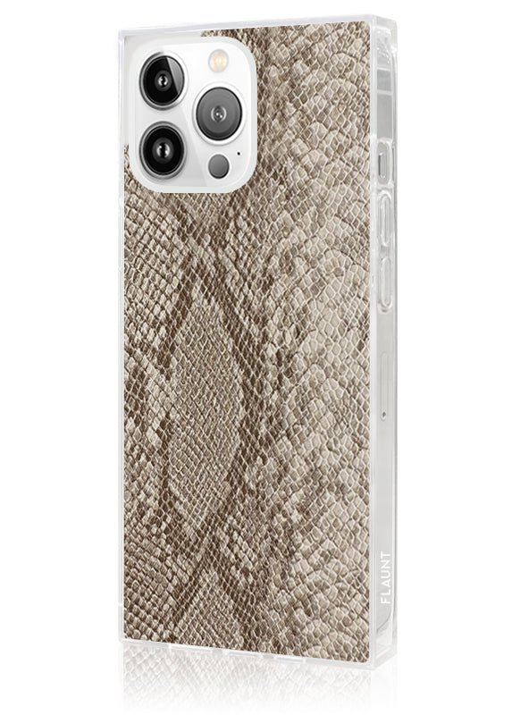 Nude Python Faux Leather SQUARE iPhone Case