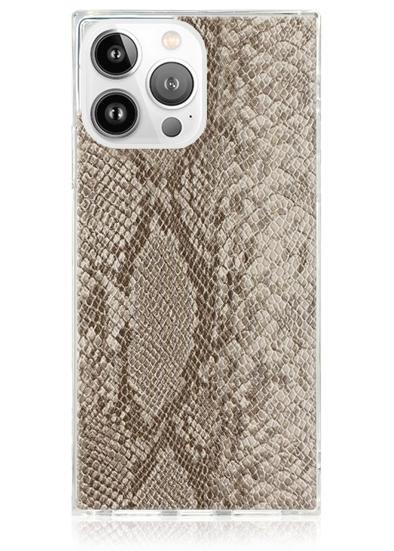 Nude Python Faux Leather SQUARE iPhone Case