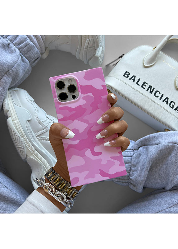 Matte Pink Camo SQUARE iPhone Case