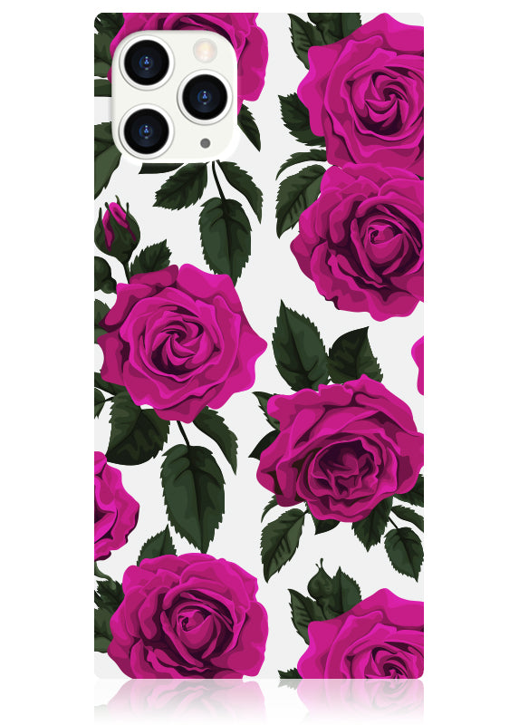 Fuchsia Rose Print SQUARE iPhone Case