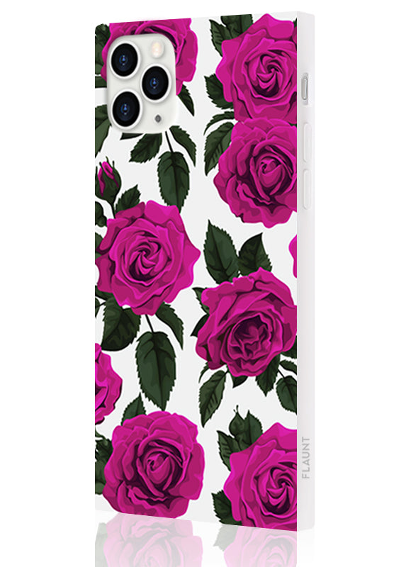 Fuchsia Rose Print SQUARE iPhone Case