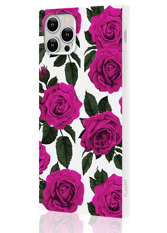 Fuchsia Rose Print SQUARE iPhone Case