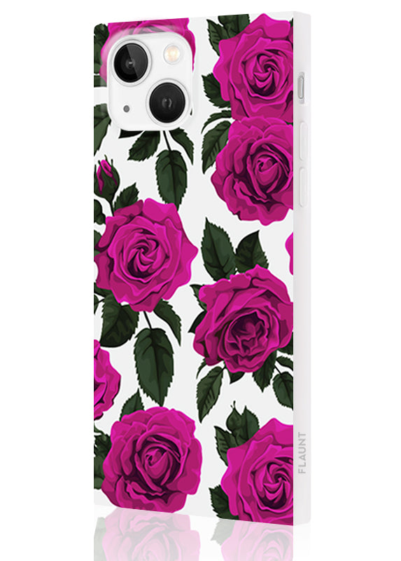 Fuchsia Rose Print SQUARE iPhone Case