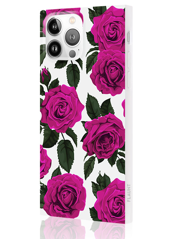 Fuchsia Rose Print SQUARE iPhone Case