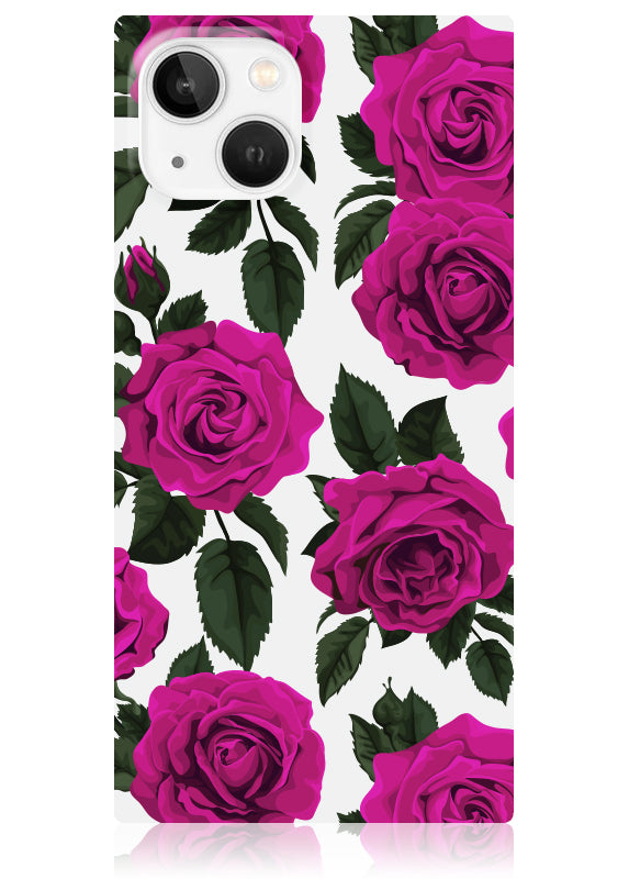 Fuchsia Rose Print SQUARE iPhone Case