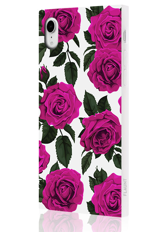 Fuchsia Rose Print SQUARE iPhone Case