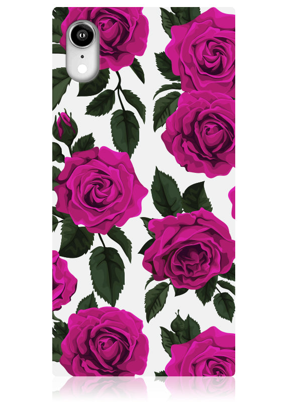 Fuchsia Rose Print SQUARE iPhone Case