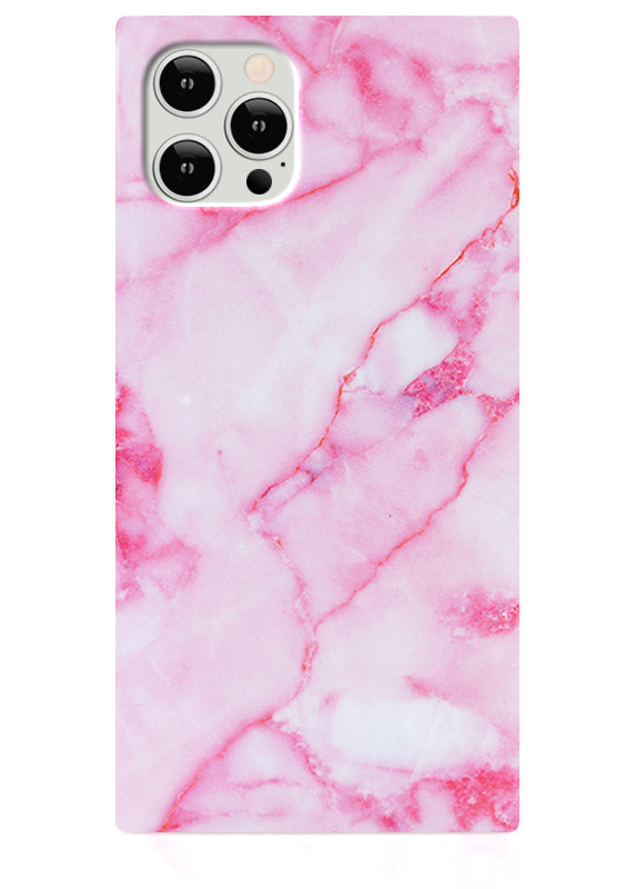 Pink Marble SQUARE iPhone Case