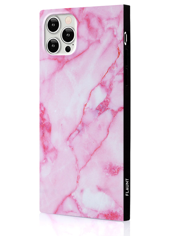 Pink Marble SQUARE iPhone Case