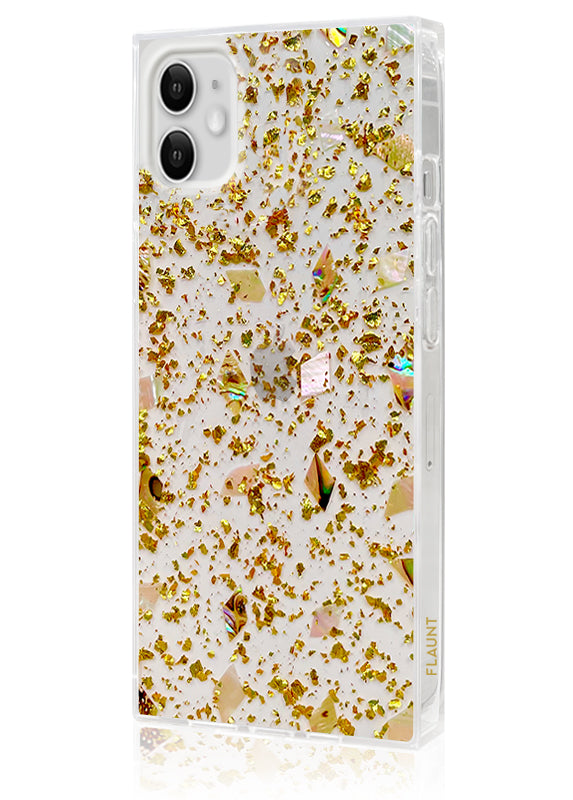 Shell and Gold Flake SQUARE iPhone Case