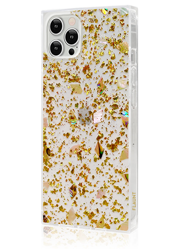 Shell and Gold Flake SQUARE iPhone Case