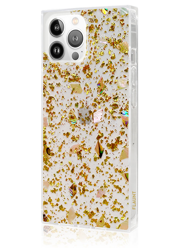 Shell and Gold Flake SQUARE iPhone Case