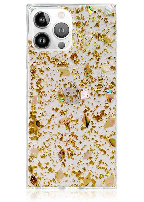 Shell and Gold Flake SQUARE iPhone Case