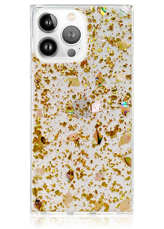 Shell and Gold Flake SQUARE iPhone Case