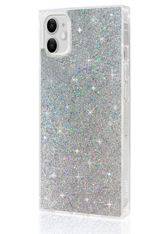 Silver Glitter SQUARE iPhone Case