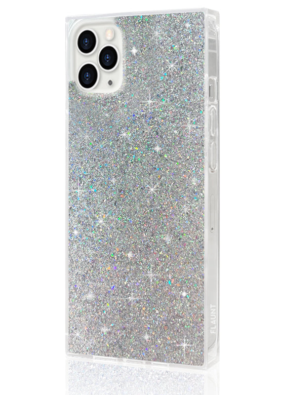 Silver Glitter SQUARE iPhone Case