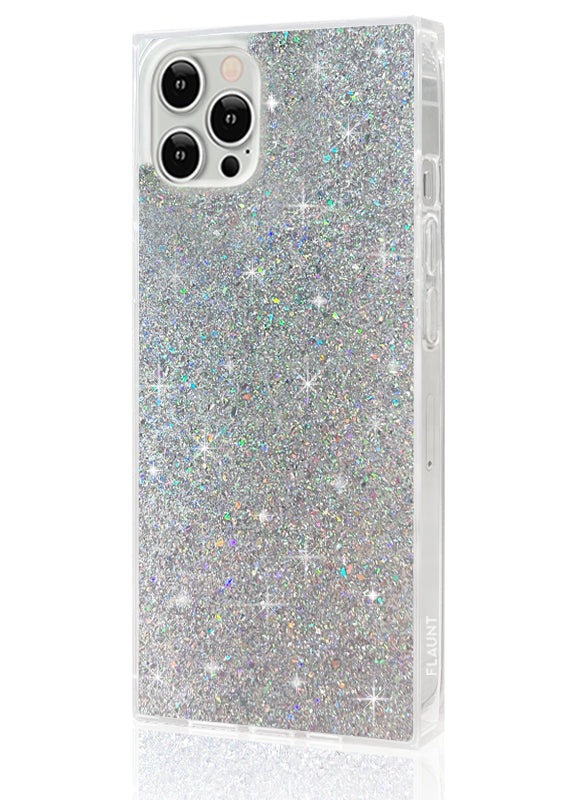 Silver Glitter SQUARE iPhone Case