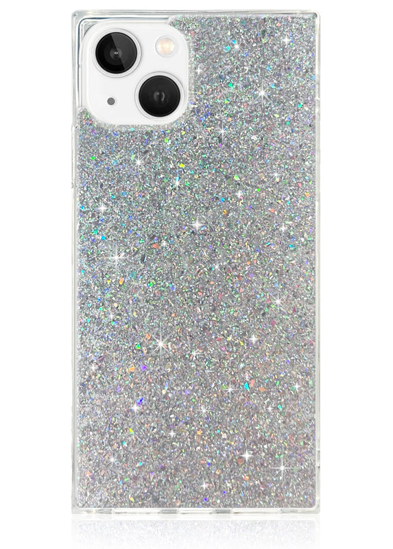 Silver Glitter SQUARE iPhone Case