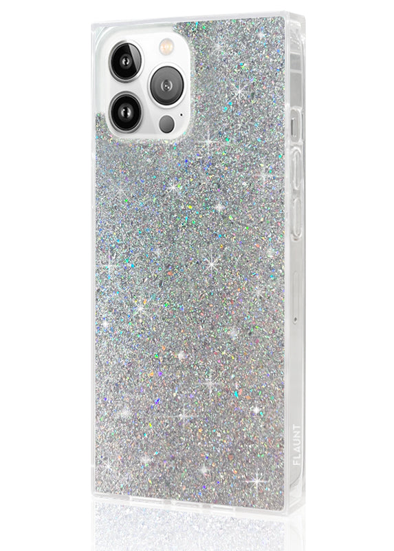 Silver Glitter SQUARE iPhone Case