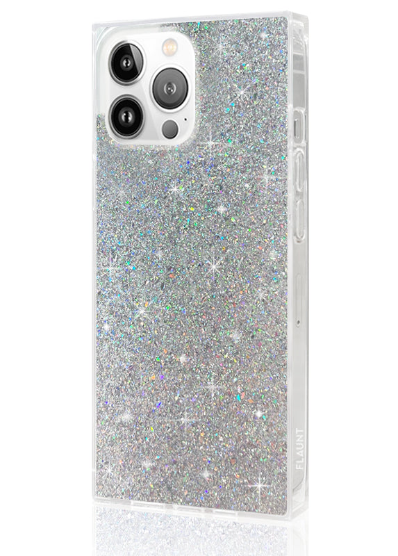 Silver Glitter SQUARE iPhone Case