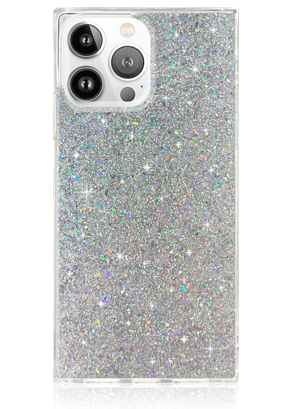 Silver Glitter SQUARE iPhone Case