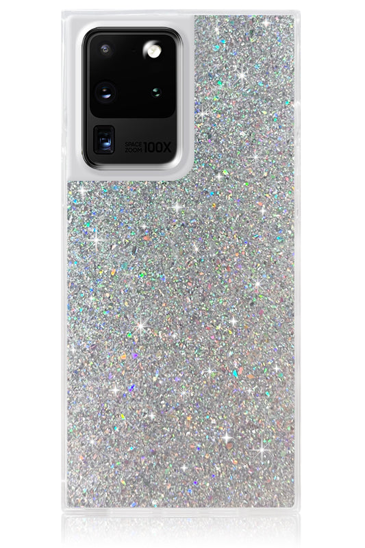 Silver Glitter SQUARE Galaxy Case