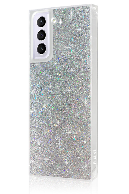 Silver Glitter SQUARE Galaxy Case