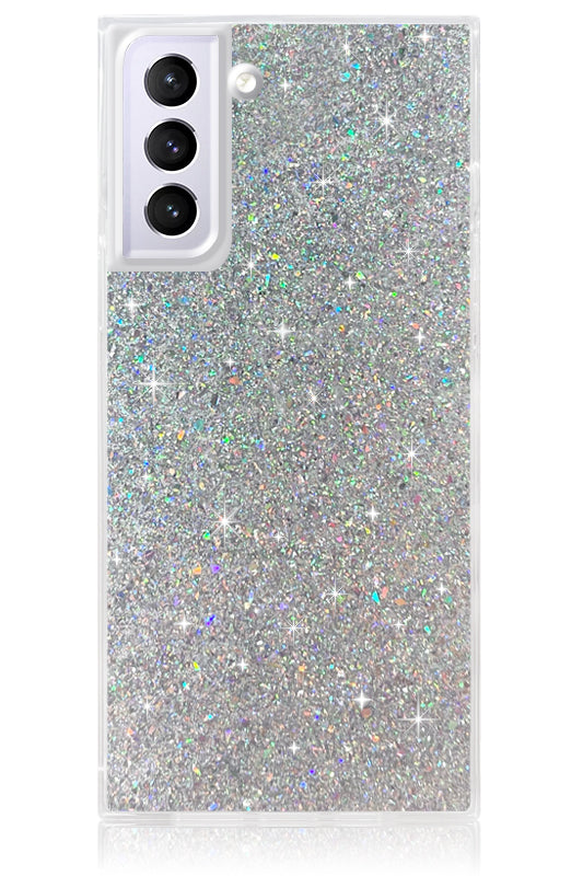 Silver Glitter SQUARE Galaxy Case