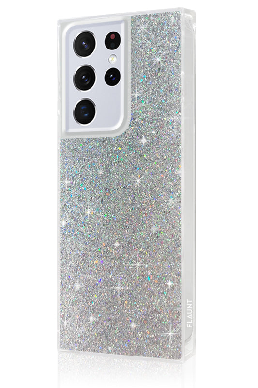 Silver Glitter SQUARE Galaxy Case