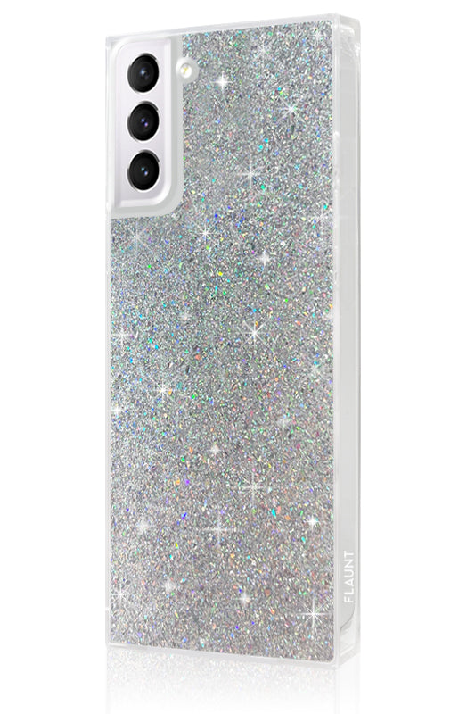 Silver Glitter SQUARE Galaxy Case