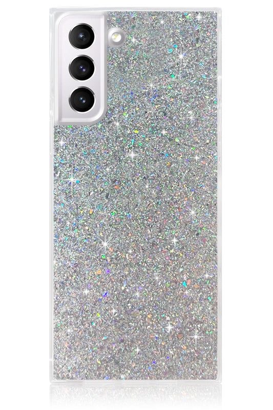 Silver Glitter SQUARE Galaxy Case