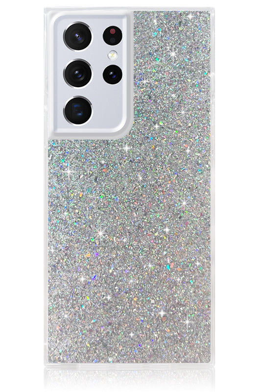 Silver Glitter SQUARE Galaxy Case