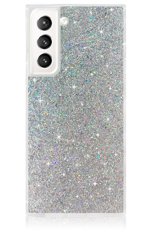 Silver Glitter SQUARE Galaxy Case