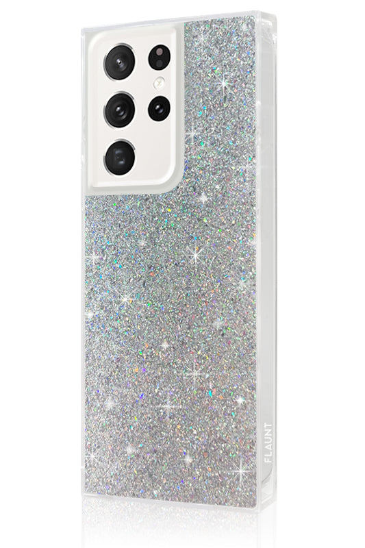 Silver Glitter SQUARE Galaxy Case