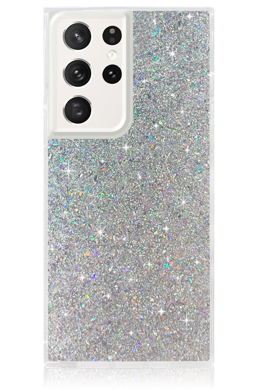 Silver Glitter SQUARE Galaxy Case