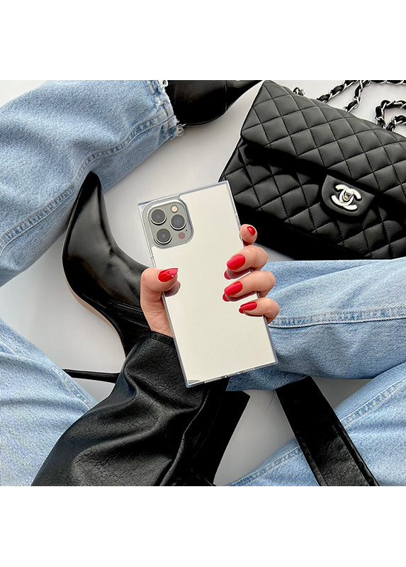 Metallic Silver Mirror SQUARE iPhone Case