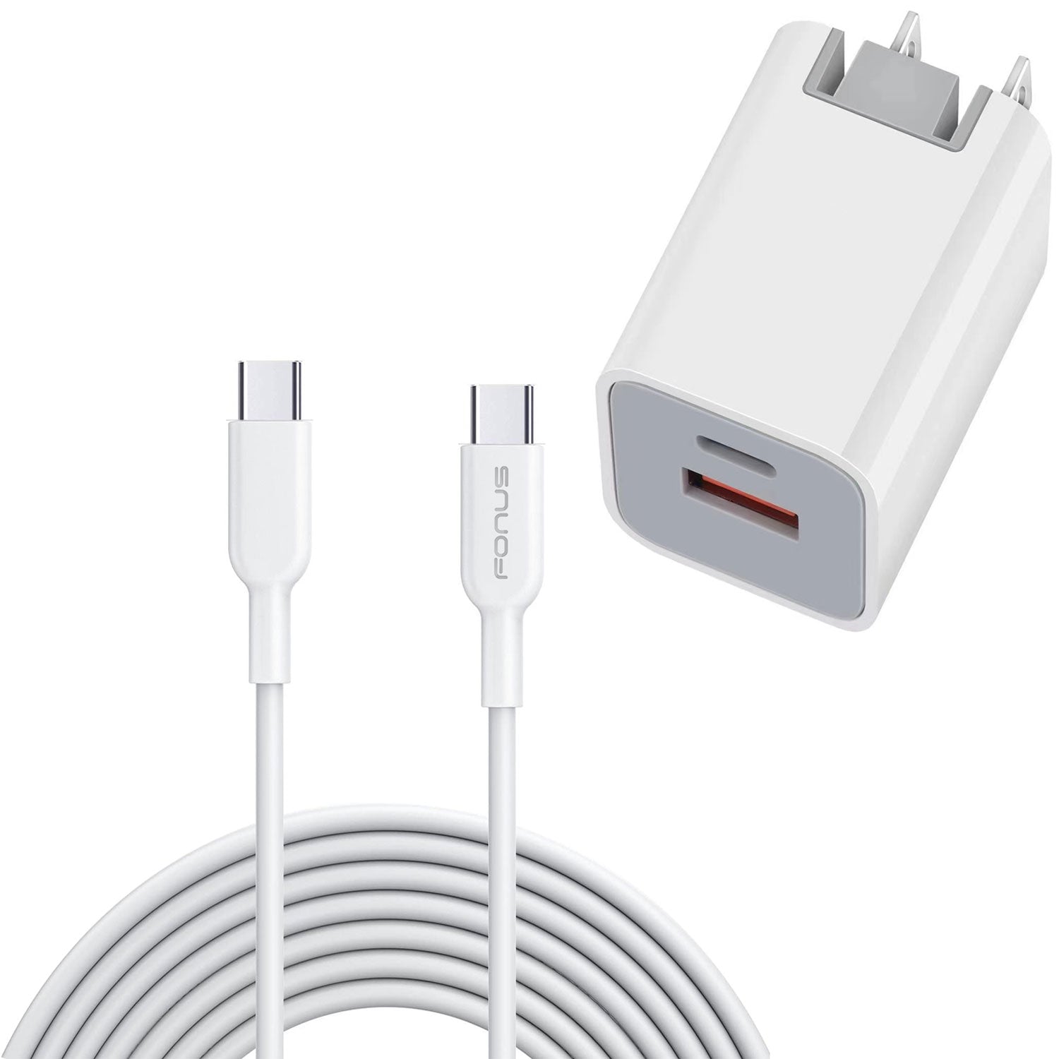 38W PD Home Charger Fast Type-C 6ft Long Cable USB-C Power Cord QC3.0 Adapter - ONG87