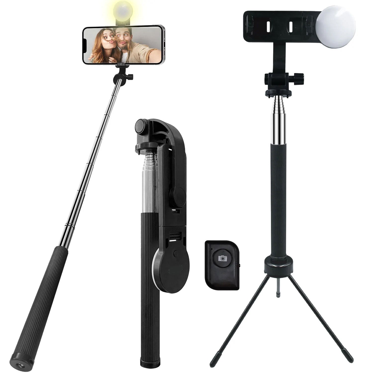 Selfie Stick Wireless Built-in Tripod Remote Shutter Stand Self-Portrait - ONZ98