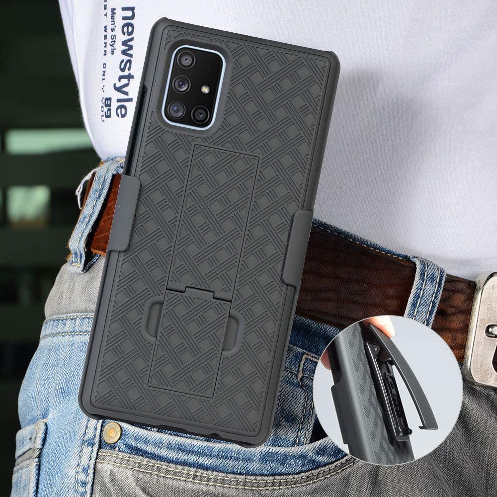 Belt Clip Case and 3 Pack Screen Protector Swivel Holster Tempered Glass Matte Kickstand Cover Anti-Fingerprint - ONA83+3F65