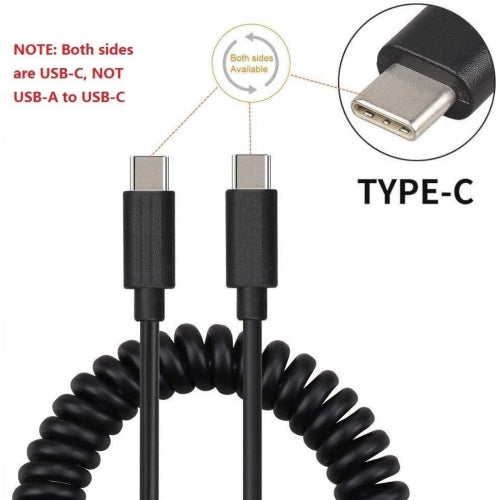 Coiled Cable USB-C to TYPE-C Fast Charger Cord Power