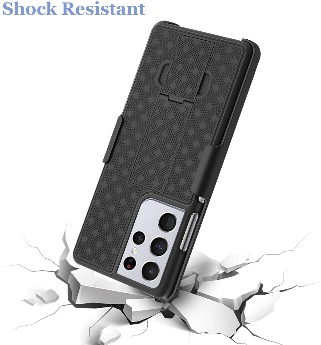 Belt Clip Case and 3 Pack Screen Protector Swivel Holster TPU Film Kickstand Cover Anti-Glare Fingerprint Works - ONA85+3Z37
