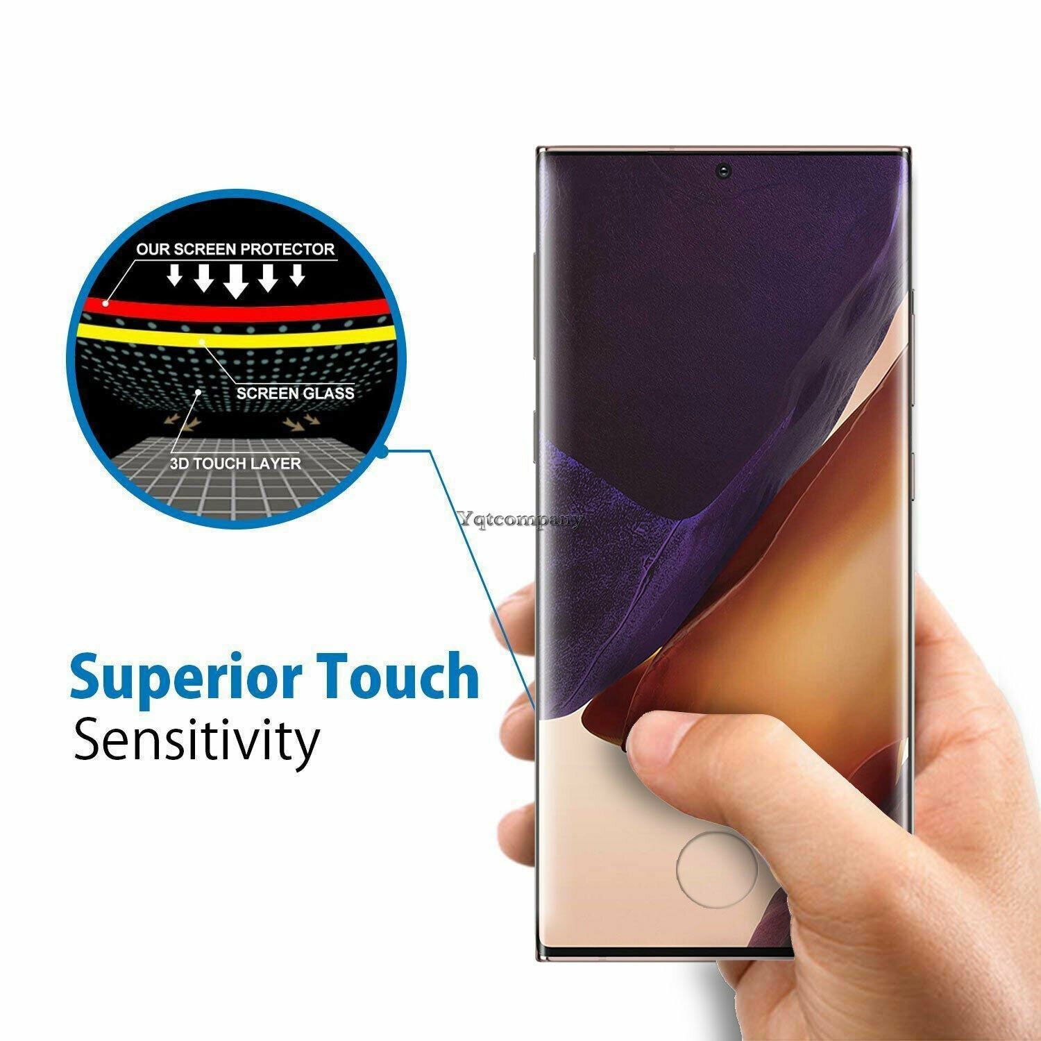 3 Pack Screen Protector Tempered Glass (Fingerprint Unlock) 3D Curved Edge Full Cover HD Clear - ON3E92