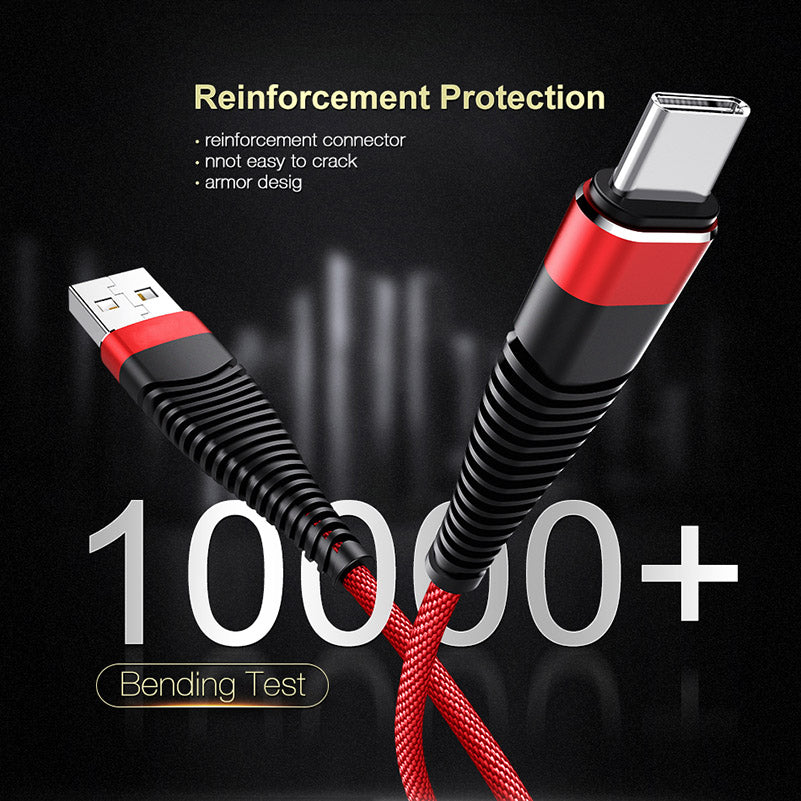 6ft and 10ft Long USB-C Cables Fast Charge TYPE-C Cord Power Wire Data Sync Red Braided - ONY76