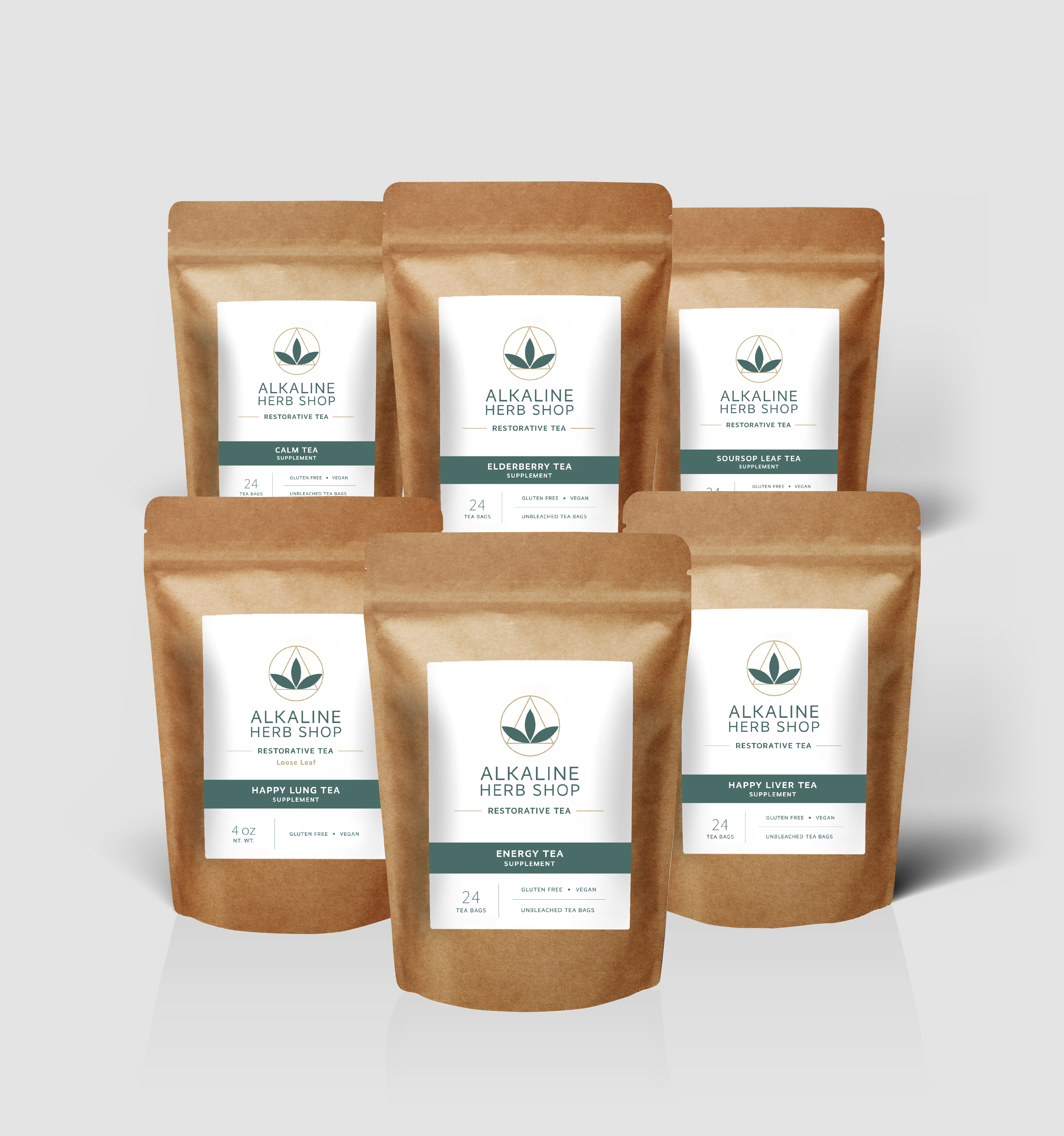 Tea Time Bundle - Happy Lung Tea, Happy Liver Tea, Soursop Leaf Tea, Calm Tea, Energy Tea and Elderberry Tea